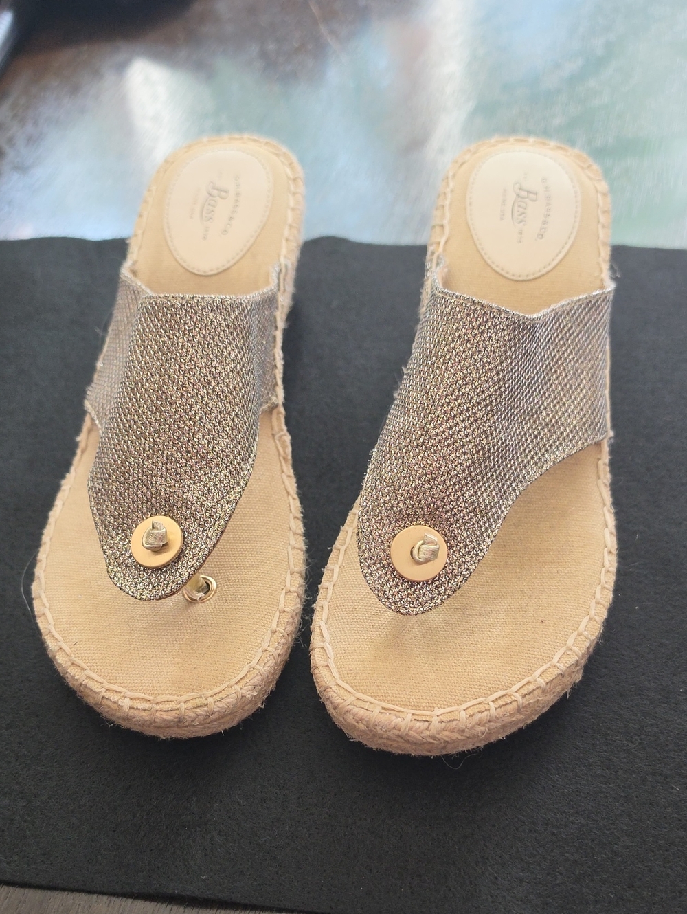 Bass Gold Espadrille-Style Thong Sandals for Women